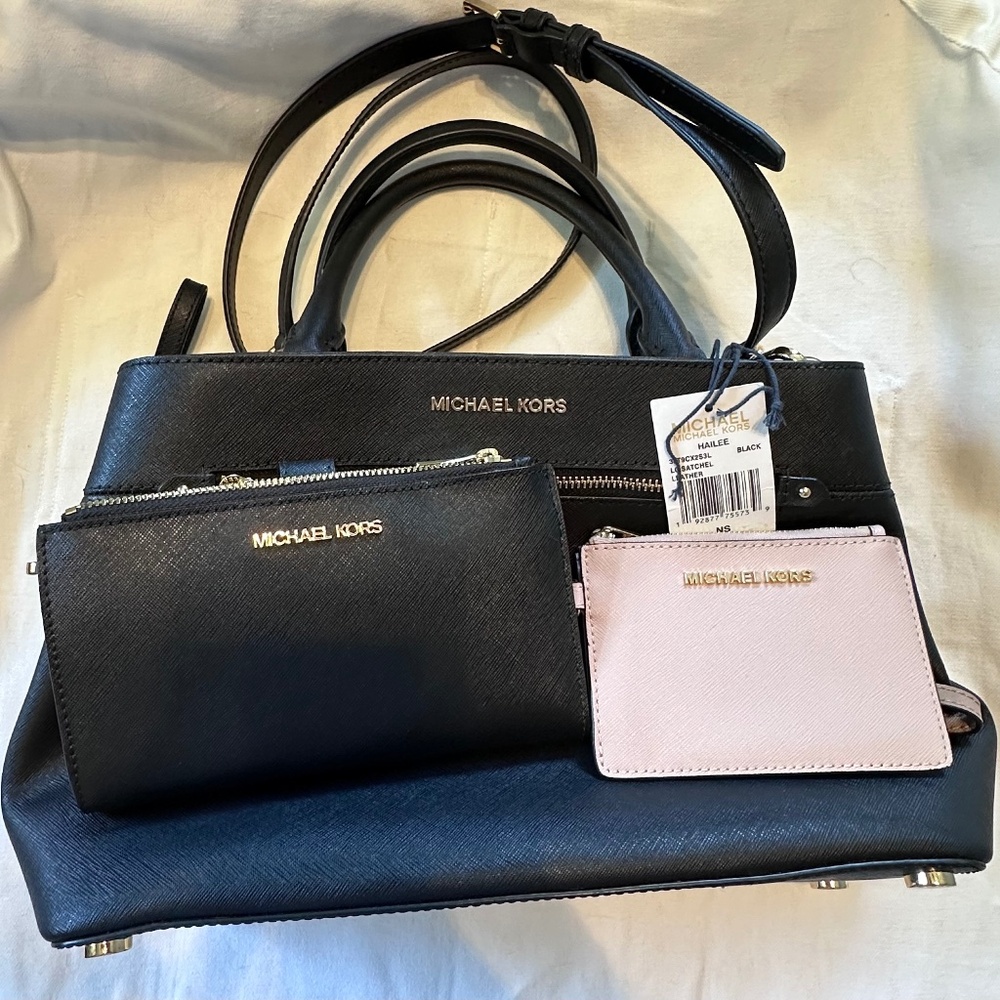 Michael Kors Hailee Medium Convertible Satchel Bag, Jet Set Wallet and Card Case